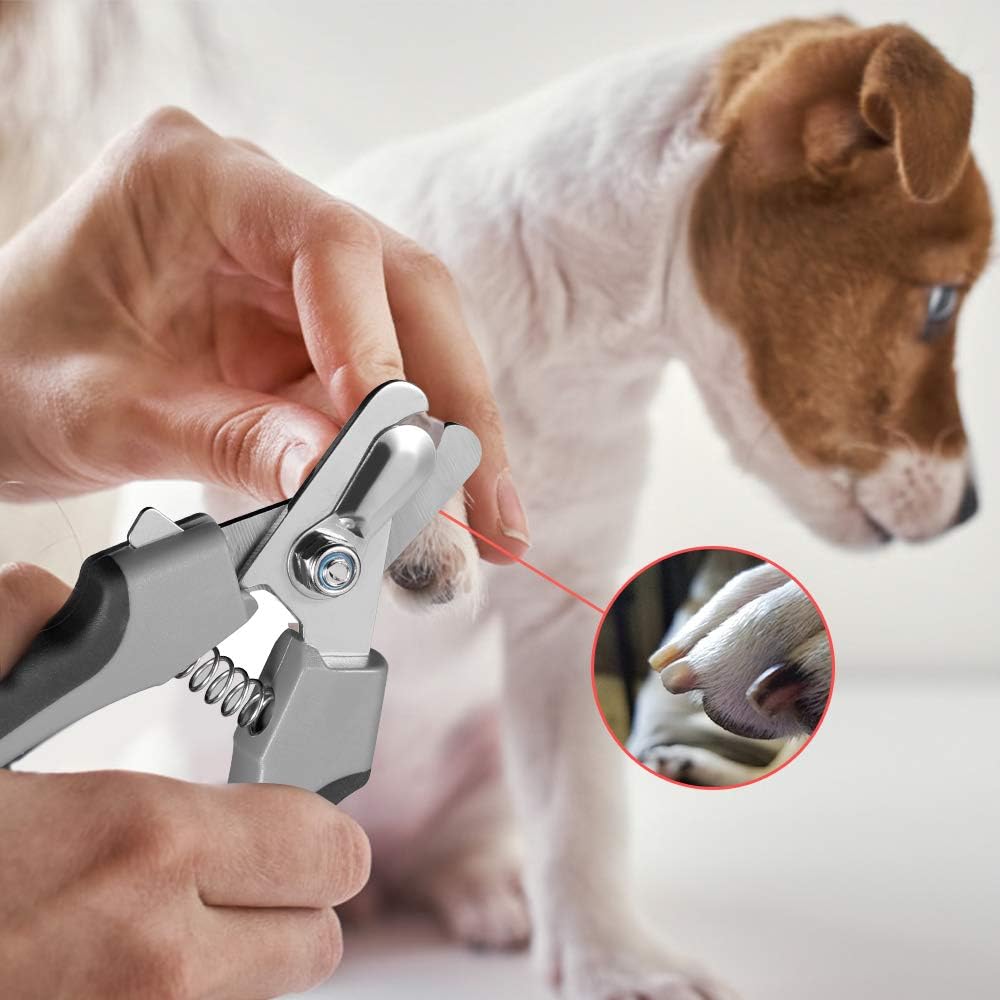 Professional Dog Nail Clippers with Quick Sensor & Safety Guard for Large Breeds - Includes Cat Nail Clipper & Nail File