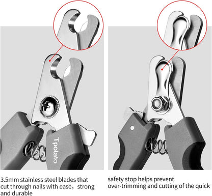 Professional Dog Nail Clippers with Quick Sensor & Safety Guard for Large Breeds - Includes Cat Nail Clipper & Nail File